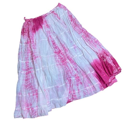 Great Northwest Indigo Pink White Ombre Tie Dye Tiered Midi Maxi Skirt Size 1X - Picture 1 of 6